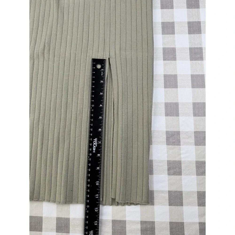 Abercrombie Fitch Rib Knit‎ Midi Skirt Olive Green Slit Medium